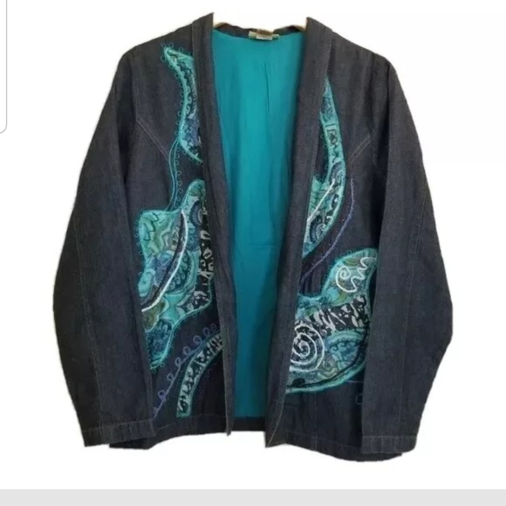 Youtopia Vintage Style Embellished Denim Jacket L
